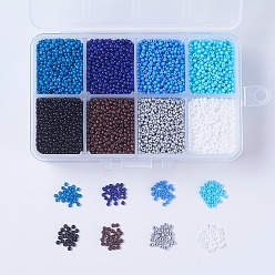 Mixed Color Winter Theme, 12/0 Grade A Round Glass Seed Beads, Baking Paint, Mixed Color, 2x1.5mm, Hole: 0.7mm, about 1430~1460pcs/color, 8colors, about 11440~11680pcs/box