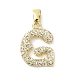 Letter G Латунные микро проложить кубического циркония подвески, буквы, реальный 18 k позолоченный, Буква G, 19x14x2.5 мм, отверстие : 4.8x2.9 мм