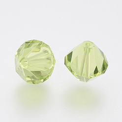 Yellow Green Imitation Austrian Crystal Beads, Grade AAA, Faceted, Bicone, Yellow Green, 10x9~10mm, Hole: 0.9~1.6mm