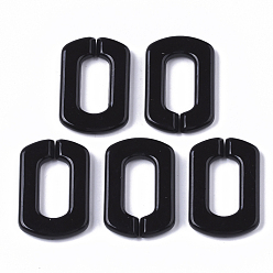 Black Opaque Acrylic Linking Rings, Quick Link Connectors, for Cross Chains Making, Rectangle, Black, 31x21x4.5mm, Inner Diameter: 18x8.5mm