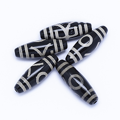 Узор Человека Бусины дзи с рисунком человека / да-рен в тибетском стиле, природных бисера агат, окрашенная и подогревом, рис, 28~30x9.5~10.5 мм, отверстие : 2~2.5 мм