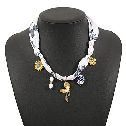 Бабочка 304 Женские шарфы с подвеской из нержавеющей стали и эмалированным принтом, золотые, бабочка, 18.11 дюйм (46 см), Кулон : 42x20 мм