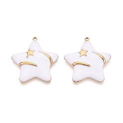 Белый 304 подвески из нержавеющей стали и эмали, звезды прелести, золотые, белые, 27x25.5x3.5 мм, отверстие : 1.5 мм