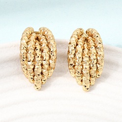 Golden 201 Stainless Steel Stud Earrings, Half Hoop Earrings, with 304 Stainless Steel Pin, PVD Vacuum Plating, Golden, 22x12.5~13mm