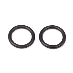 Black Synthetic Rubber Linking Rings, Donut Spacer Beads, Fit European Clip Stopper Beads, Black, 15x2mm, Inner diameter: 11mm 
