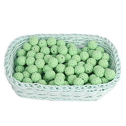 Светло-зеленый Бусины из ткани ручной работы, дерева, покрытого шерстью, круглые, светло-зеленый, 20 мм