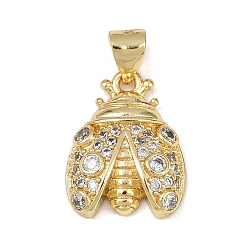 Настоящее золото 18K Латунные микро проложить кубического циркония подвески, без кадмия и без свинца, насекомое, реальный 18 k позолоченный, 17x13x4 мм, отверстие : 4.5x3.5 мм