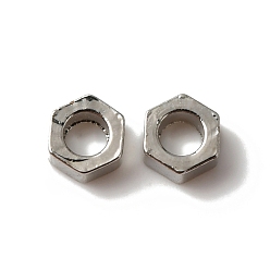 Platin Farbe Gestellmessingperlen, cadmiumfrei und bleifrei, langlebig überzogen, Hexagon, Platin Farbe, 3x3x1.5 mm, Bohrung: 1.5 mm
