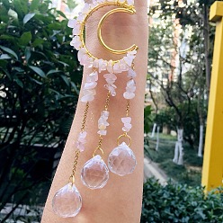 Розовый Кварц Металлические подвески со стеклянными украшениями, с кристаллом розового кварца, луна и слеза, 210~230 мм
