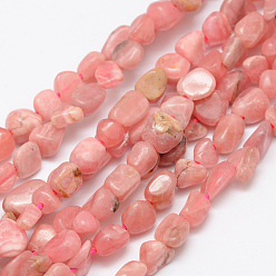 Rhodochrosite Natural Rhodochrosit Beads Strands, Tumbled Stone, Nuggets, 6~8x4~6mm, Hole: 1mm, 15.3 inch(39cm)