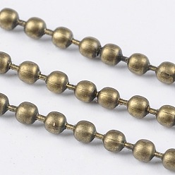 Antique Bronze Iron Ball Chains, Soldered, Lead Free and Nickel Free, Antique Bronze Color, with Spool, Bead: about 2mm in diameter, about 328.08 Feet(100m)/roll