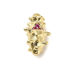 Питайи Латунные микро проложить кубического циркония подвески, фруктовые прелести, стойки покрытие, долговечный, без свинца и без кадмия, питайи, 13.5x9x8.5 мм, отверстие : 1 мм