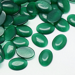 Green Cat Eye Cabochons, Oval, Green, 10x8x2.5mm