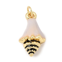 Colorful Brass Enamel Pendants, Conch Shape Charms, Rack Plating, Long-Lasting Plated, Lead Free & Cadmium Free, Real 18K Gold Plated, Colorful, 20x11x6mm, Hole: 3.5mm
