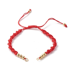 Red Bracelet Making Accessories, with Braided Nylon Thread, Brass Beads & 304 Stainless Steel Jump Rings, Red, 6-1/8x1/4 inch(15.7~28.5x0.5cm)