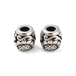 Antik Silber Farbe 316 chirurgische Edelstahlperlen, Blume, Antik Silber Farbe, 9x9.5 mm, Bohrung: 4 mm