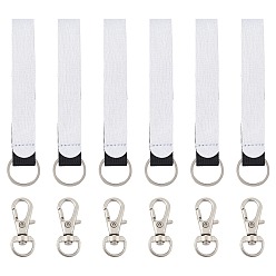 Platinum Neoprene Keychain, with Metal Finding and Alloy Swivel Lobster Claw Clasps, Platinum, Keychain: 15pcs/set, Clasp: 15pcs/set