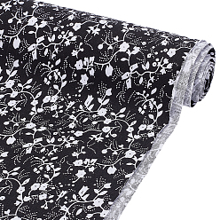Черный Хлопчатобумажная ткань с цветочным узором, аксессуары, чёрные, 1600x0.3 мм, 1 м / шт