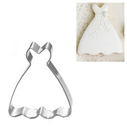 Stainless Steel Color Tarnish Resistant 304 Stainless Steel Cookie Cutters, Cookies Moulds, DIY Biscuit Baking Tool, Dress, Stainless Steel Color, 73x65mm