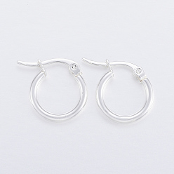 Серебро Серьги из 304 нержавеющей стали, гипоаллергенные серьги, серебряные, 16x15x2 мм, 12 датчик, штифты : 1x0.8 мм