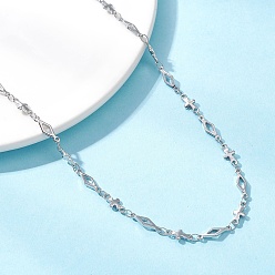 Нержавеющая Сталь Цвет 304 ожерелья из нержавеющей стали с ромбовидными звеньями, не тускнеет, цвет нержавеющей стали, 16.54 дюйм (42 см)