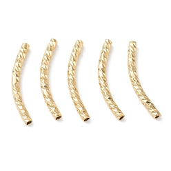 Настоящее золото 24K Бисера латунной трубки, долговечный, изогнутые бусины, трубка, реальный 24 k позолоченный, 20x2 мм, отверстие : 1.2 мм