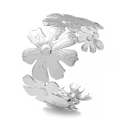 Нержавеющая Сталь Цвет 304 женские браслеты-манжеты из нержавеющей стали, цветок, цвет нержавеющей стали, внутренний диаметр: 2-1/4 дюйм (5.6 см)