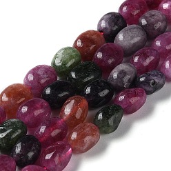 Medium Violet Red Natural Malaysia Jade Beads Strands, Faceted, Oval, Dyed and Heated, Medium Violet Red, 8.5~11.5x7~8x6.5~8mm, Hole: 1.5mm, about 37~38pcs/strand, 14.76''~15.55''(37.5~39.5cm)