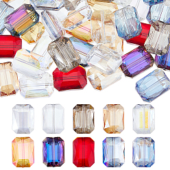 (52) Непрозрачная лаванда 40шт 10 цвета гальваники прозрачные стеклянные бусины, прямоугольные, граненые, разноцветные, 18x13x7.5 мм, отверстие : 1.2 мм, 4 шт / цвет