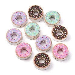 Donut Печатные деревянные бусины, пончик, пончик, 18.5~19.5x19~20x8 мм, отверстие : 3 мм