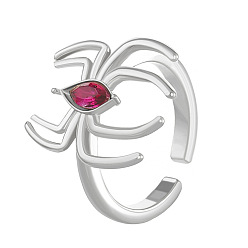 Платина Кольца из сплава и страз, Кольца-манжеты в стиле панк-паук, платина, внутренний диаметр: 17 мм