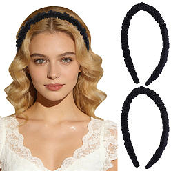 Dark Blue Silk From Silkworms Hair Bands, with Plastic, Dark Blue, 150x120x11mm, Inner Diameter: 98mm