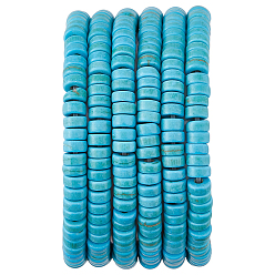 Плоский Круглый 1 нити синтетических бусин бирюзового цвета, зелёные, плоско-круглые, 4x2 мм, отверстие : 1 мм, около 179 шт / нитка, 15.3 дюйм