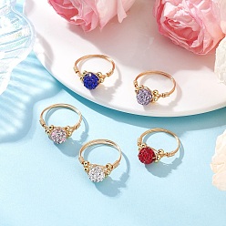 (52) Непрозрачная лаванда Кольца для женщин из полимерной глины ручной работы со стразами, круглые, с золотой экологичной медной проволокой, разноцветные, 9.5 мм, размер США 8 1/2 (18.5 мм)