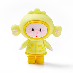 Свинья Пластиковые подвески из ПВХ, для изготовления брелка, узор свиньи, 48x44x28 мм, отверстие : 2 мм