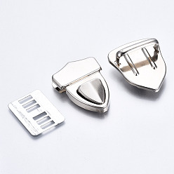 Platinum Iron Purse Push Lock Sets, Platinum, 42x30x13mm, 3pcs/set