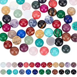 Mixed Stone Natural & Synthetic Gemstone Cabochons, Half Round/Dome, 12x5mm, 50pcs/box