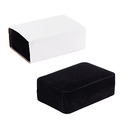 Black Velvet Pendants Boxes, Rectangle, Black, 10.2x7.1x3.7cm