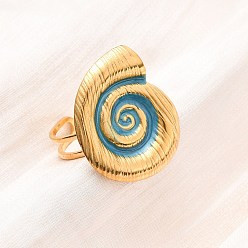 Shell Shape 304 из нержавеющей стали манжеты кольца, с эмалью, золотые, формы раковины, 26 мм