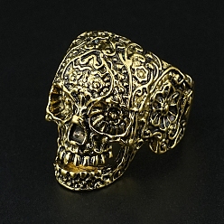 Antique Golden Alloy Rings, Skull, Antique Golden, US Size 8 1/2(18.5mm)