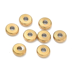 Настоящее золото 18K 304 из нержавеющей стали разделительные бусины, ионное покрытие (ip), плоско-круглые, реальный 18 k позолоченный, 5x1.5 мм, отверстие : 1.6 мм