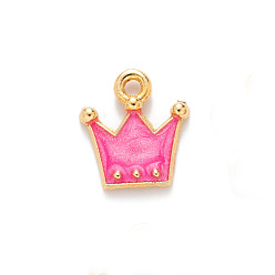 Ярко-Розовый Подвески из эмали и сплава, золотой свет, корона, ярко-розовый, 12x11 мм