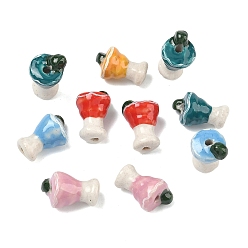 (52) Непрозрачная лаванда Фарфоровые бусины ручной работы, кубок, пастельный фарфор, разноцветные, 15x11x10 мм, отверстие : 1.8 мм