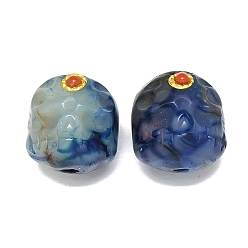 Dark Blue Natural Agate Beads, Dyed & Heated, Carved Round, Dark Blue, 11.5~12mm, Hole: 1.7mm