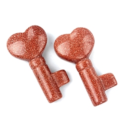 Камень с Пылевым Золотом Синтетический золотой камень с резным камнем в форме сердца, для домашнего офиса настольный орнамент фэн-шуй, 37~40x22x10 мм