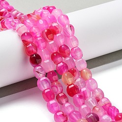 Фуксин Натуральные полосатые агатовые бусы, окрашенная и подогревом, в форме инжира, фуксиново-красные, 9x8x8 мм, отверстие : 1.2 мм, около 38 шт / нитка, 13.66~13.98'' (34.7~35.5 см)