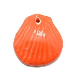 Темно-Оранжевый Яркий остеклением фарфора керамические оболочки подвески нити, темно-оранжевый, 27x25x6.5 мм, отверстие : 2 мм, около 10 шт / нитка, 6.5 дюйм