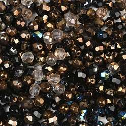 Черный Полированные чешские стеклянные бусины, граненые, ананас, чёрные, 6x5.5~6 мм, отверстие : 1.2 мм, около 360 шт / упаковка