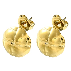 Real 14K Gold Plated Ion Plating(IP) 304 Stainless Steel Stud Earrings, Flower, Real 14K Gold Plated, 12mm