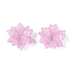 Сливовый Термоусадочные акриловые колпачки, мульти-лепесток цветка, слива, 26~29x26~29x7~9 мм, отверстие : 1~1.2 мм